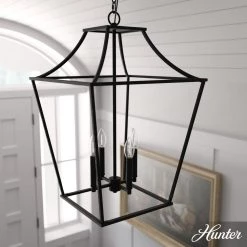 Laurel Ridge 4-Light Natural Iron Lantern Pendant Light by Hunter 9 Laurel Ridge 4-Light Natural Iron Lantern Pendant Light by Hunter -Hunter Sales natural iron hunter chandeliers 19704 e1 1000