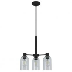 Lochemeade 3 Light Natural Iron Chandelier with Smoked Glass Shades Kitchen Light by Hunter