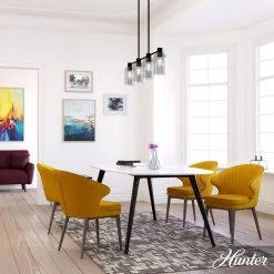 Lochemeade 4 Light Natural Iron Shaded Chandelier with Smoked Glass Shades Kitchen Light by Hunter -Hunter Sales natural iron hunter chandeliers 19715 40 1000