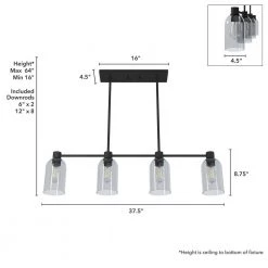 Lochemeade 4 Light Natural Iron Shaded Chandelier with Smoked Glass Shades Kitchen Light by Hunter -Hunter Sales natural iron hunter chandeliers 19715 77 1000