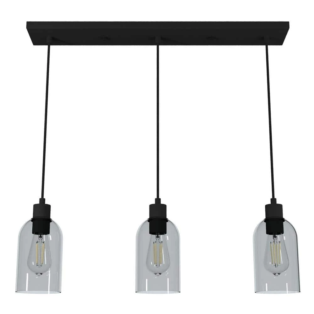 Lochemeade 3 Light Natural Iron Shaded Chandelier with Smoked Glass Shades Kitchen Light by Hunter 3 Lochemeade 3 Light Natural Iron Shaded Chandelier with Smoked Glass Shades Kitchen Light by Hunter