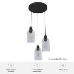 Lochemeade 3 Light Natural Iron Waterfall Chandelier with Clear Seeded Glass Shades Kitchen Light by Hunter -Hunter Sales natural iron hunter chandeliers 19719 1d 1000