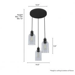 Lochemeade 3 Light Natural Iron Waterfall Chandelier with Clear Seeded Glass Shades Kitchen Light by Hunter -Hunter Sales natural iron hunter chandeliers 19719 66 1000