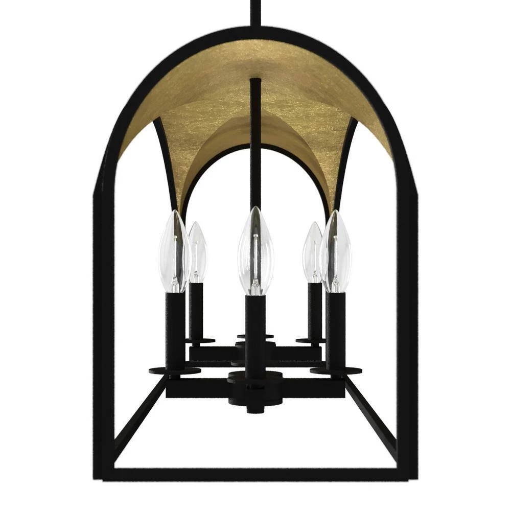 Dukestown 8-Light Natural Iron Island Chandelier with Gold Leaf Detailing by Hunter 7 Dukestown 8-Light Natural Iron Island Chandelier with Gold Leaf Detailing by Hunter - Image 5