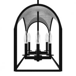 Dukestown 8-Light Natural Iron Island Chandelier with Silver Leaf Detailing by Hunter -Hunter Sales natural iron hunter chandeliers 19732 1d 1000