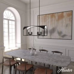 Dukestown 8-Light Natural Iron Island Chandelier with Silver Leaf Detailing by Hunter -Hunter Sales natural iron hunter chandeliers 19732 40 1000