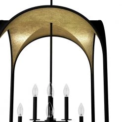 Dukestown 8-Light Natural Iron Lantern Pendant Light with Gold Detail by Hunter -Hunter Sales natural iron hunter chandeliers 19735 a0 1000