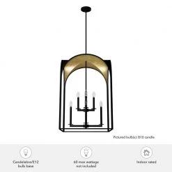 Dukestown 8-Light Natural Iron Lantern Pendant Light with Gold Detail by Hunter -Hunter Sales natural iron hunter chandeliers 19735 c3 1000