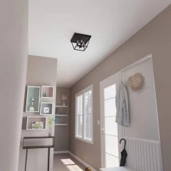 Laurel Ridge 14 in. 4 Light Natural Iron Flush Mount Kitchen Light by Hunter -Hunter Sales natural iron hunter flush mount lights 19074 40 1000