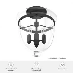 Belltown 13 in. 3 Light Natural Iron Semi Flush Mount Bedroom Light by Hunter -Hunter Sales natural iron hunter flush mount lights 19315 1d 1000