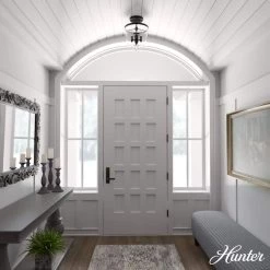 Belltown 13 in. 3 Light Natural Iron Semi Flush Mount Bedroom Light by Hunter -Hunter Sales natural iron hunter flush mount lights 19315 40 1000