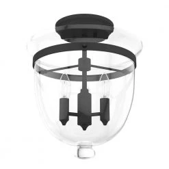 Belltown 13 in. 3 Light Natural Iron Semi Flush Mount Bedroom Light by Hunter