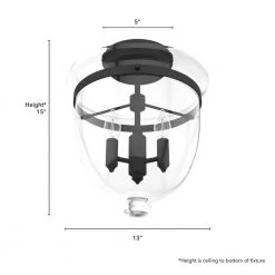 Belltown 13 in. 3 Light Natural Iron Semi Flush Mount Bedroom Light by Hunter -Hunter Sales natural iron hunter flush mount lights 19315 66 1000