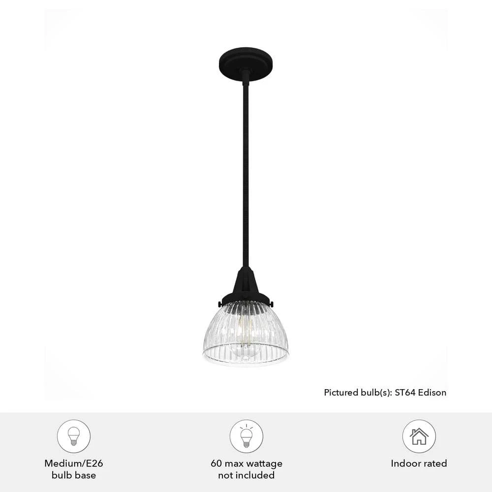 Cypress Grove 1 Light Natural Iron Island Pendant Light with Clear Holophane Glass Shade Dining Room Light by Hunter 7 Cypress Grove 1 Light Natural Iron Island Pendant Light with Clear Holophane Glass Shade Dining Room Light by Hunter - Image 5