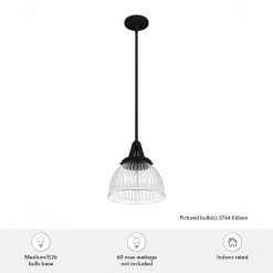 Cypress Grove 1 light Natural Iron Island Pendant Light with Clear Holophane Glass Shade Dining Room Light by Hunter -Hunter Sales natural iron hunter pendant lights 19247 1d 1000