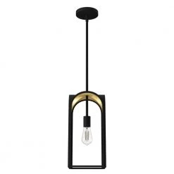 Dukestown 1-Light Natural Iron Lantern Pendant Light with Gold Lead Detail by Hunter