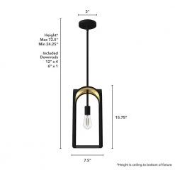 Dukestown 1-Light Natural Iron Lantern Pendant Light with Gold Lead Detail by Hunter -Hunter Sales natural iron hunter pendant lights 19737 66 1000