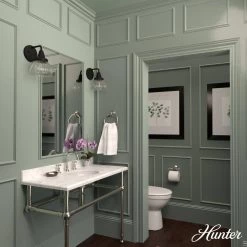 Cypress Grove 1 Light Natural Iron Wall Sconce with Clear Holophane Shade Bathroom Light by Hunter -Hunter Sales natural iron hunter vanity lighting 19253 40 1000