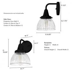 Cypress Grove 1 Light Natural Iron Wall Sconce with Clear Holophane Shade Bathroom Light by Hunter -Hunter Sales natural iron hunter vanity lighting 19253 66 1000