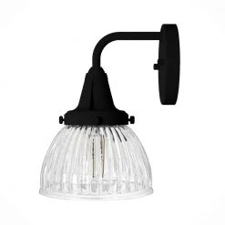 Cypress Grove 1 Light Natural Iron Wall Sconce with Clear Holophane Shade Bathroom Light by Hunter -Hunter Sales natural iron hunter vanity lighting 19253 77 1000