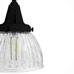 Cypress Grove 33 in. 4 Light Natural Iron Vanity Light with Clear Holophane Glass Shades Bathroom Light by Hunter -Hunter Sales natural iron hunter vanity lighting 19259 a0 1000