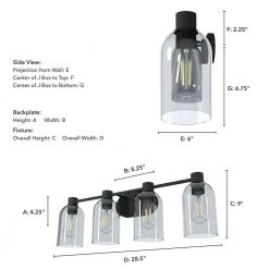 Lochemeade 28.5 in. 4 Light Natural Iron Vanity Light with Smoked Glass Shades Bathroom Light by Hunter 15 Lochemeade 28.5 in. 4 Light Natural Iron Vanity Light with Smoked Glass Shades Bathroom Light by Hunter -Hunter Sales natural iron hunter vanity lighting 19711 66 1000