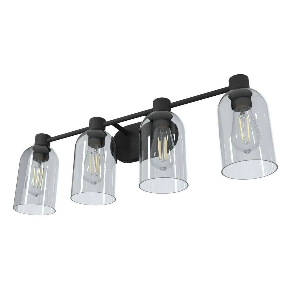 Lochemeade 28.5 in. 4 Light Natural Iron Vanity Light with Smoked Glass Shades Bathroom Light by Hunter 10 Lochemeade 28.5 in. 4 Light Natural Iron Vanity Light with Smoked Glass Shades Bathroom Light by Hunter - Image 8