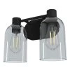 Lochemeade 12.5 in. 2 Light Natural Iron Vanity Light with Smoked Glass Shades Bathroom Light by Hunter -Hunter Sales natural iron hunter vanity lighting 19779 64 1000