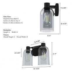 Lochemeade 12.5 in. 2 Light Natural Iron Vanity Light with Smoked Glass Shades Bathroom Light by Hunter -Hunter Sales natural iron hunter vanity lighting 19779 66 1000