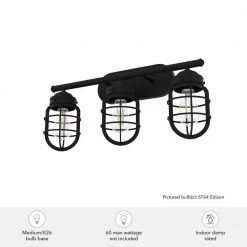 Starklake 24 in. 3 Light Natural Iron Vanity Light with Metal Shades Bathroom Light by Hunter -Hunter Sales natural iron hunter vanity lighting 19845 1d 1000