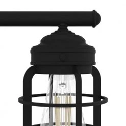 Starklake 34 in. 4 Light Natural Iron Vanity Light with Metal Shades Bathroom Light by Hunter -Hunter Sales natural iron hunter vanity lighting 19846 a0 1000