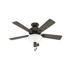 Swanson 44 in. Integrated LED Indoor New Bronze Ceiling Fan with Bowl by Hunter -Hunter Sales new bronze hunter ceiling fans with lights 50896 4f 1000