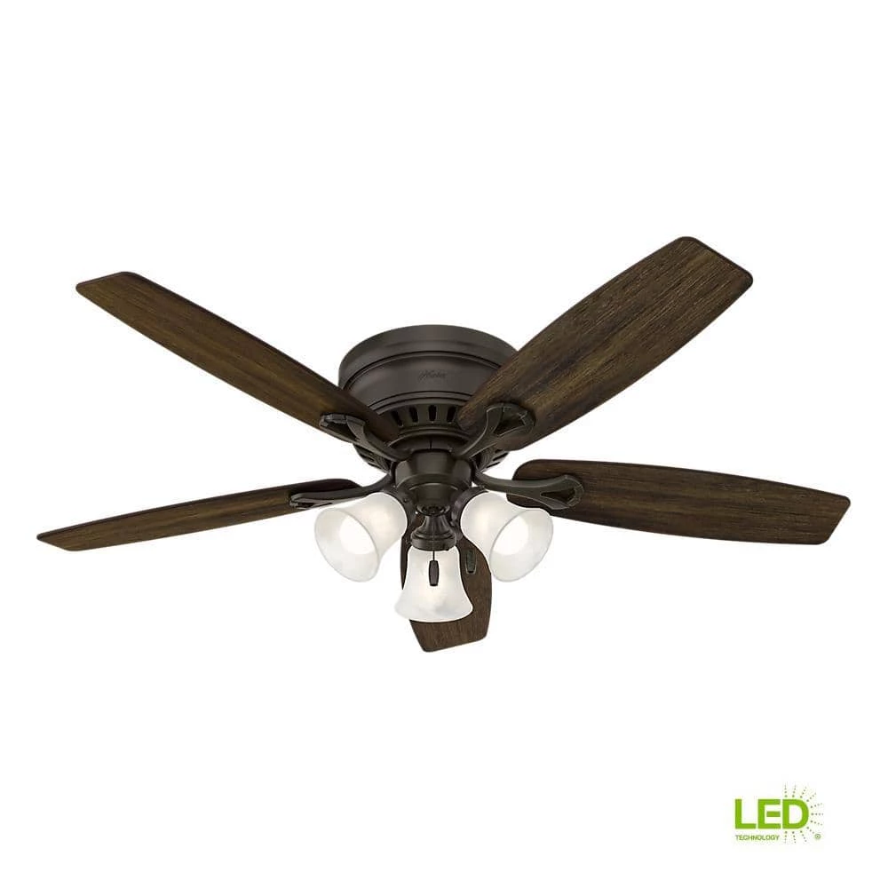 Oakhurst 52 in. LED Indoor Low Profile New Bronze Ceiling Fan with Light Kit by Hunter 4 Oakhurst 52 in. LED Indoor Low Profile New Bronze Ceiling Fan with Light Kit by Hunter - Image 2
