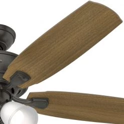Amberlin 52 in. Indoor New Bronze LED Ceiling Fan with Light Kit by Hunter -Hunter Sales new bronze hunter ceiling fans with lights 53215 1f 1000