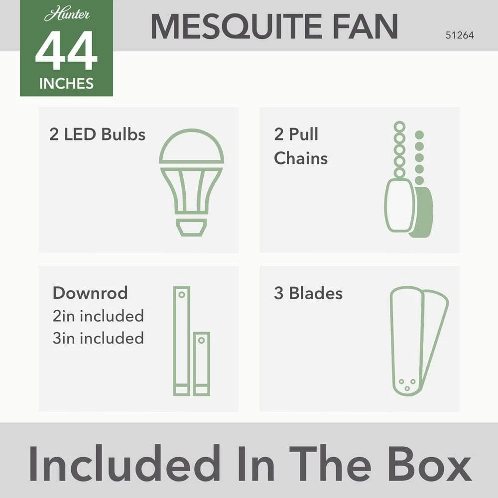 Mesquite 44 in. Indoor Noble Bronze Ceiling Fan with Light Kit by Hunter 9 Mesquite 44 in. Indoor Noble Bronze Ceiling Fan with Light Kit by Hunter - Image 7