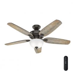 Channing 54 in. LED Indoor Easy Install Noble Bronze Ceiling Fan with HunterExpress Feature Set and Remote