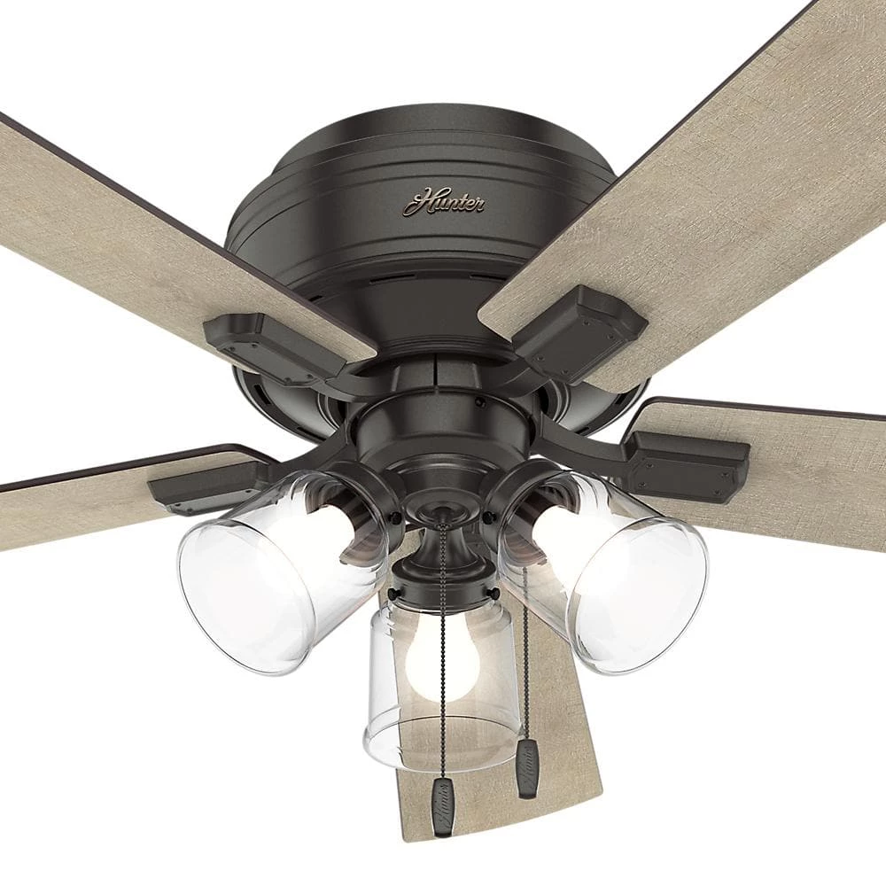 Crestfield 52 in. LED Indoor Low Profile Noble Bronze Ceiling Fan with 3-Light Kit by Hunter 7 Crestfield 52 in. LED Indoor Low Profile Noble Bronze Ceiling Fan with 3-Light Kit by Hunter - Image 5