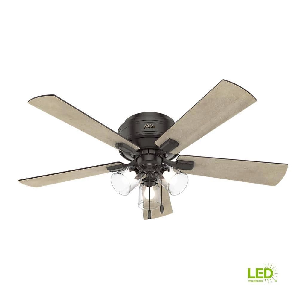 Crestfield 52 in. LED Indoor Low Profile Noble Bronze Ceiling Fan with 3-Light Kit by Hunter 15 Crestfield 52 in. LED Indoor Low Profile Noble Bronze Ceiling Fan with 3-Light Kit by Hunter - Image 13