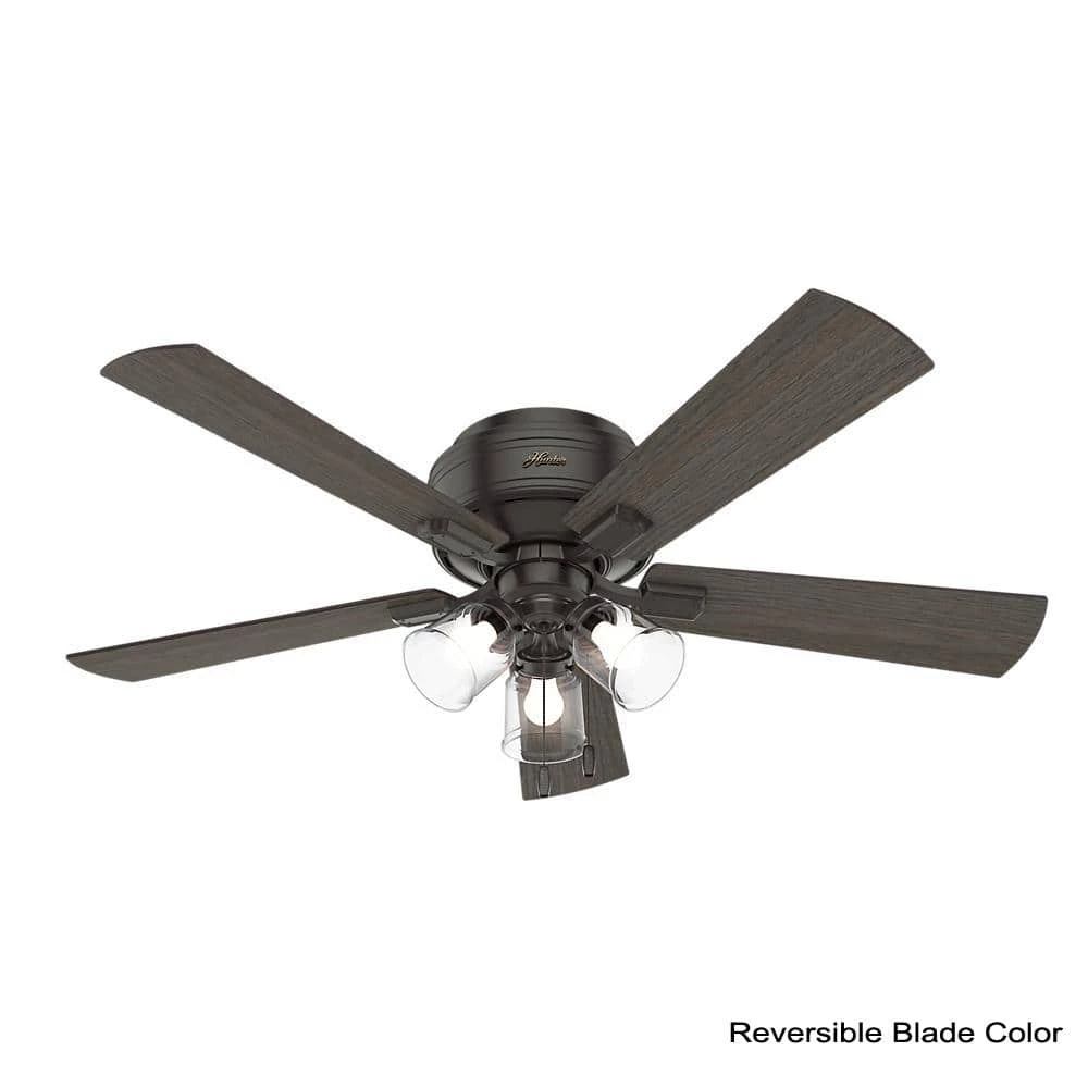 Crestfield 52 in. LED Indoor Low Profile Noble Bronze Ceiling Fan with 3-Light Kit by Hunter 4 Crestfield 52 in. LED Indoor Low Profile Noble Bronze Ceiling Fan with 3-Light Kit by Hunter - Image 2
