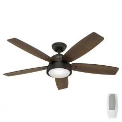 Channelside 52 in. LED Indoor/Outdoor Noble Bronze Ceiling Fan with Remote Control by Hunter