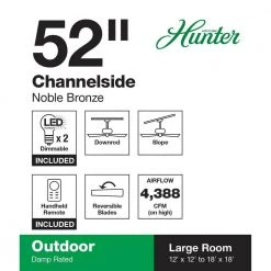 Channelside 52 in. LED Indoor/Outdoor Noble Bronze Ceiling Fan with Remote Control by Hunter -Hunter Sales noble bronze hunter ceiling fans with lights 59040 a0 1000