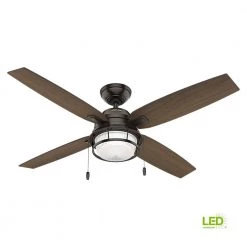 Ocala 52 in. LED Indoor/Outdoor Noble Bronze Ceiling Fan with Light by Hunter -Hunter Sales noble bronze hunter ceiling fans with lights 59214 44 1000