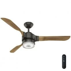 Apache Wifi Enabled Apple HomeKit/Google Home/Alexa 54 in. Indoor Noble Bronze Ceiling Fan with Light Kit and Remote by Hunter