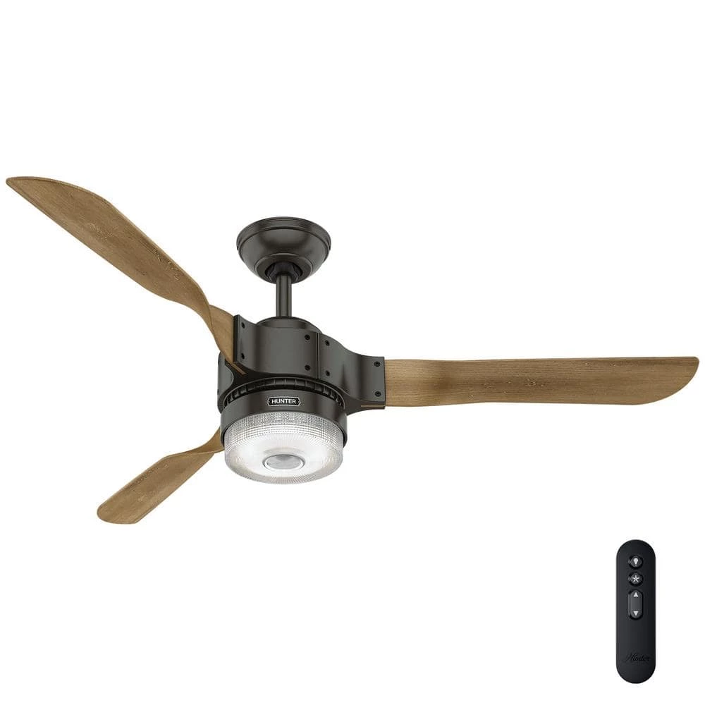 Apache Wifi Enabled Apple HomeKit/Google Home/Alexa 54 in. Indoor Noble Bronze Ceiling Fan with Light Kit and Remote by Hunter 3 Apache Wifi Enabled Apple HomeKit/Google Home/Alexa 54 in. Indoor Noble Bronze Ceiling Fan with Light Kit and Remote by Hunter