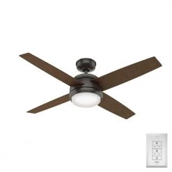 Oceana 52 in. LED Indoor/Outdoor Noble Bronze Ceiling Fan with Light Kit and Wall Switch by Hunter