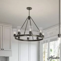 Hartland 8 Light Noble Bronze Chandelier Dining Room Light by Hunter -Hunter Sales noble bronze hunter chandeliers 19011 e1 1000