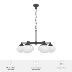 Saddle Creek 6-Light Noble Bronze Schoolhouse Chandelier with Cased White Glass Shades by Hunter -Hunter Sales noble bronze hunter chandeliers 19120 1d 1000