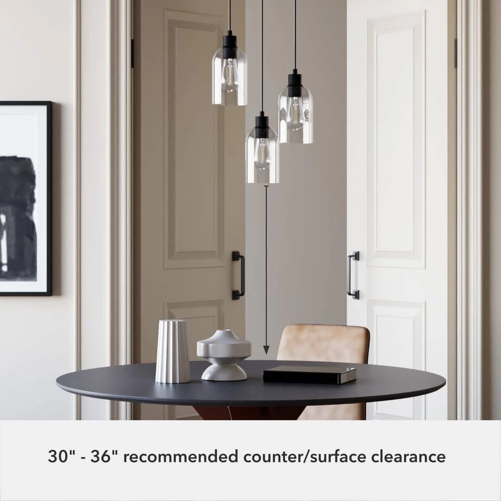 Lochemeade 3 Light Noble Bronze Waterfall Chandelier with Clear Seeded Glass Shades Kitchen Light by Hunter 9 Lochemeade 3 Light Noble Bronze Waterfall Chandelier with Clear Seeded Glass Shades Kitchen Light by Hunter - Image 7