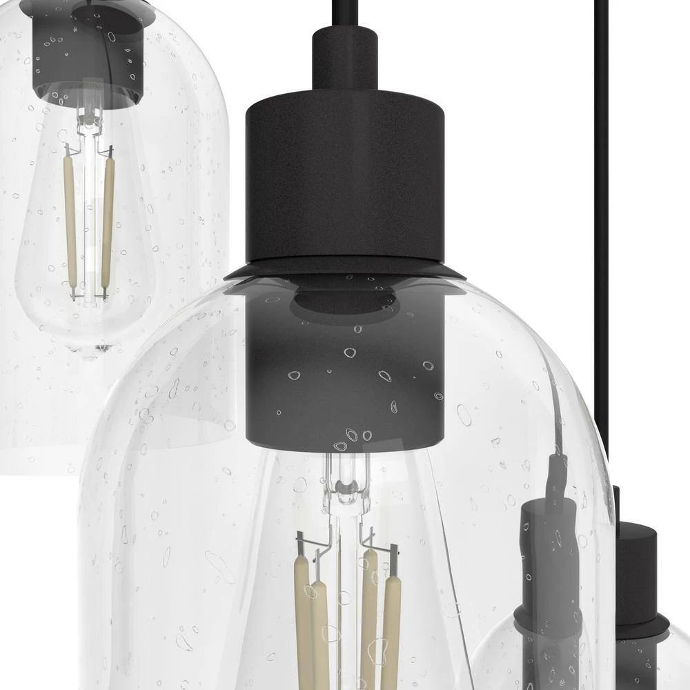 Lochemeade 3 Light Noble Bronze Waterfall Chandelier with Clear Seeded Glass Shades Kitchen Light by Hunter 6 Lochemeade 3 Light Noble Bronze Waterfall Chandelier with Clear Seeded Glass Shades Kitchen Light by Hunter - Image 4