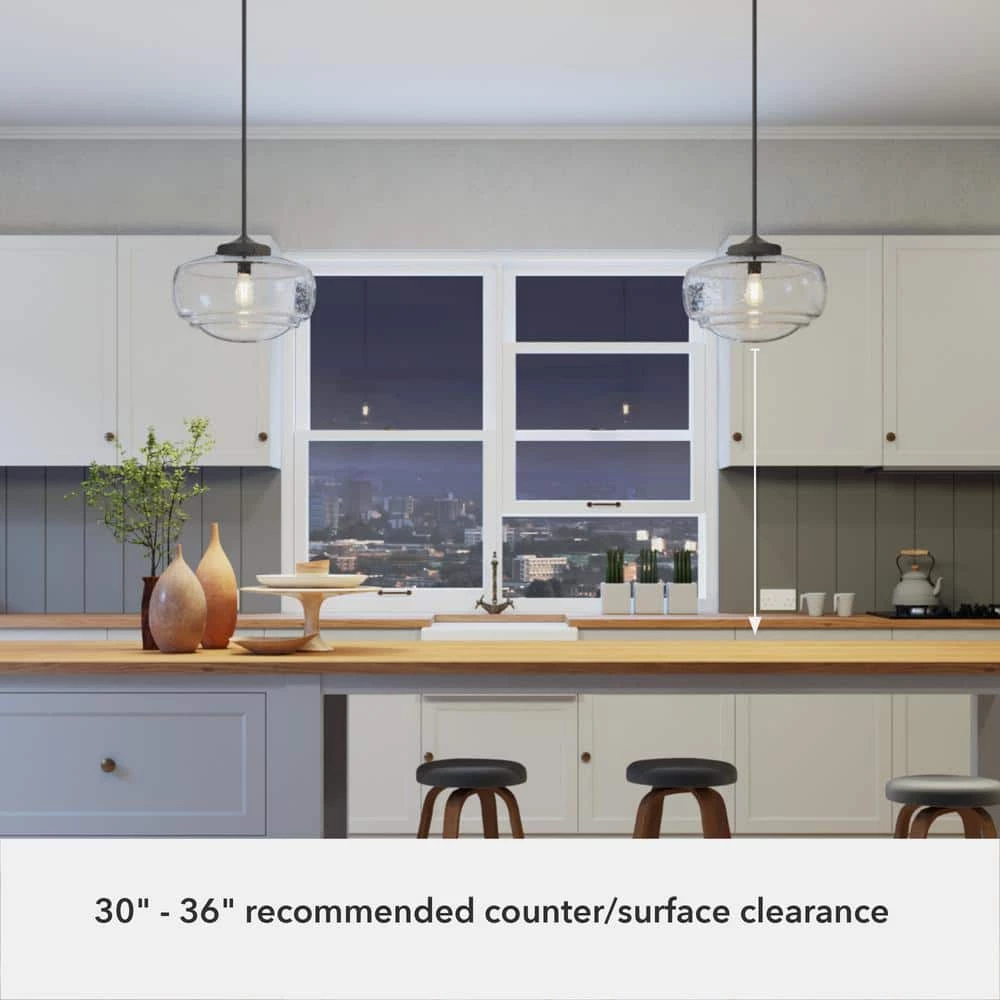 Saddle Creek 1 Light Noble Bronze Large Pendant with Seeded Glass Shade Kitchen Light by Hunter 11 Saddle Creek 1 Light Noble Bronze Large Pendant with Seeded Glass Shade Kitchen Light by Hunter - Image 9